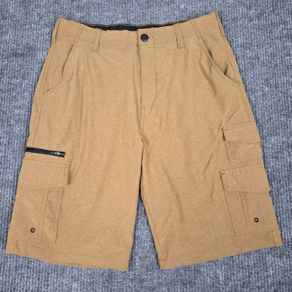 Iron Co Mens Tan Cargo Shorts Size 32‎ Utility Hiking Outdoor Multi Pocket Brown